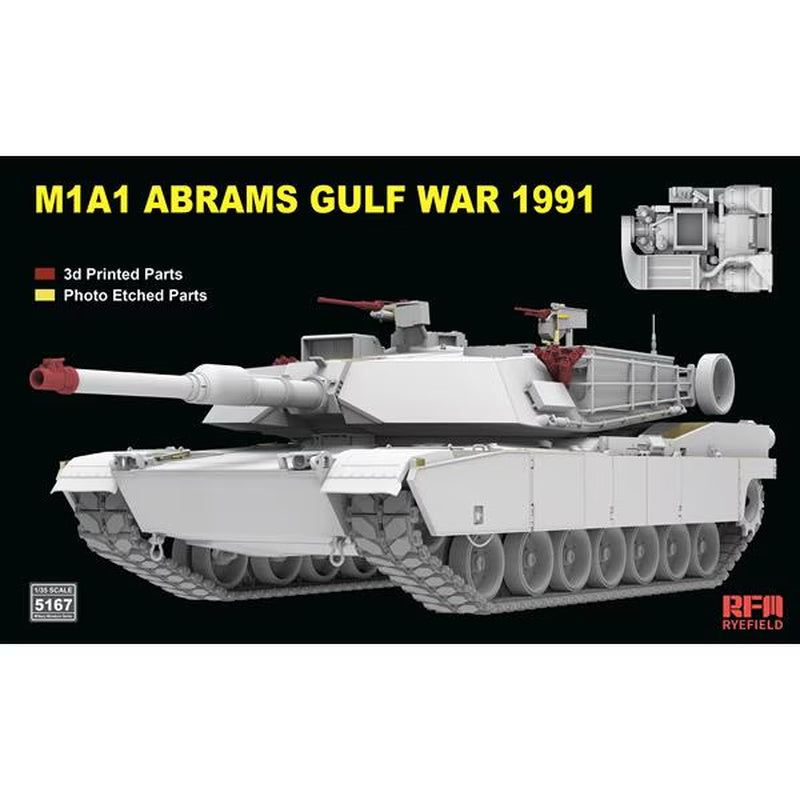 Ryefield 5167 M1A1 Abrams Gulf War 1991 w/Engine Compartment 1:35 Model Kit