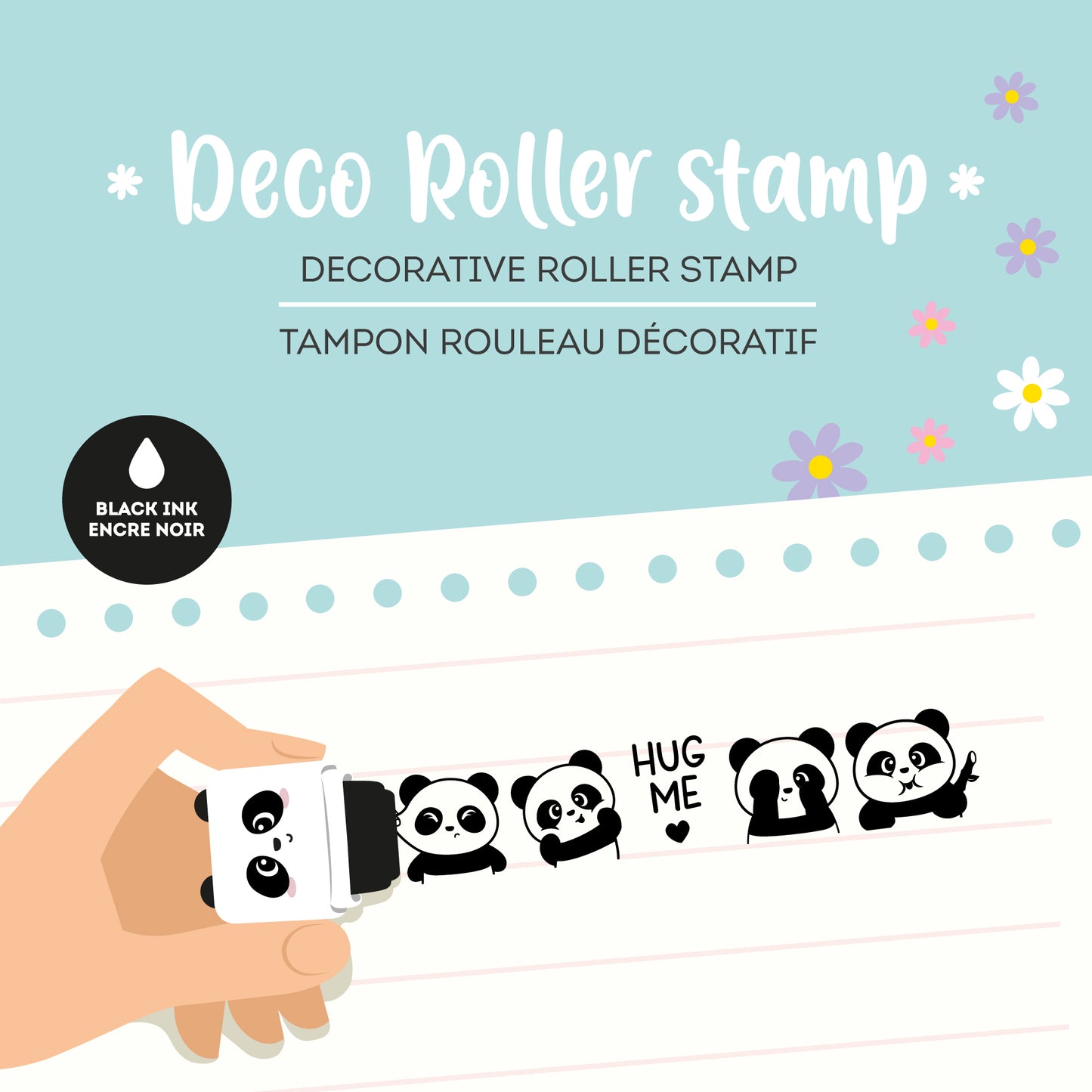 Legami Deco Roller Stamp Decorative Roller Stamp - Panda - Black Ink