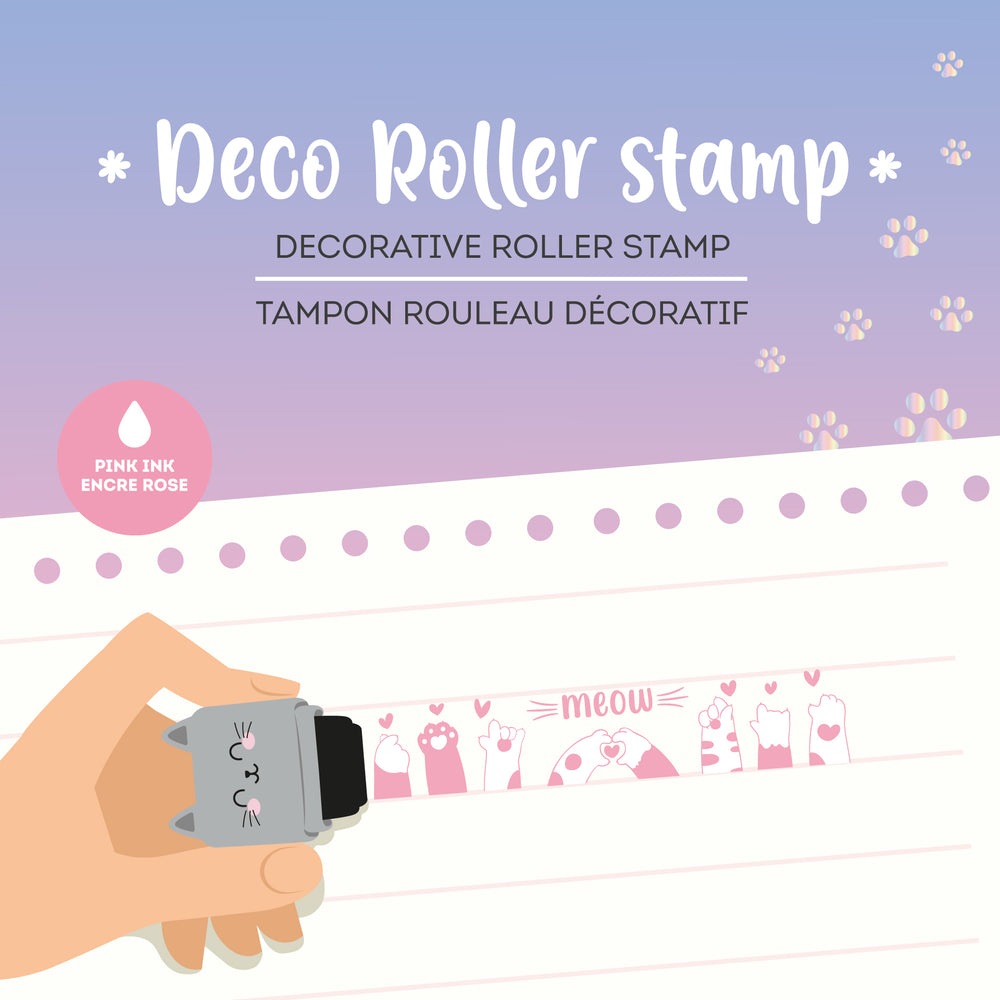 Legami Deco Roller Stamp Decorative Roller Stamp - Kitty - Pink Ink