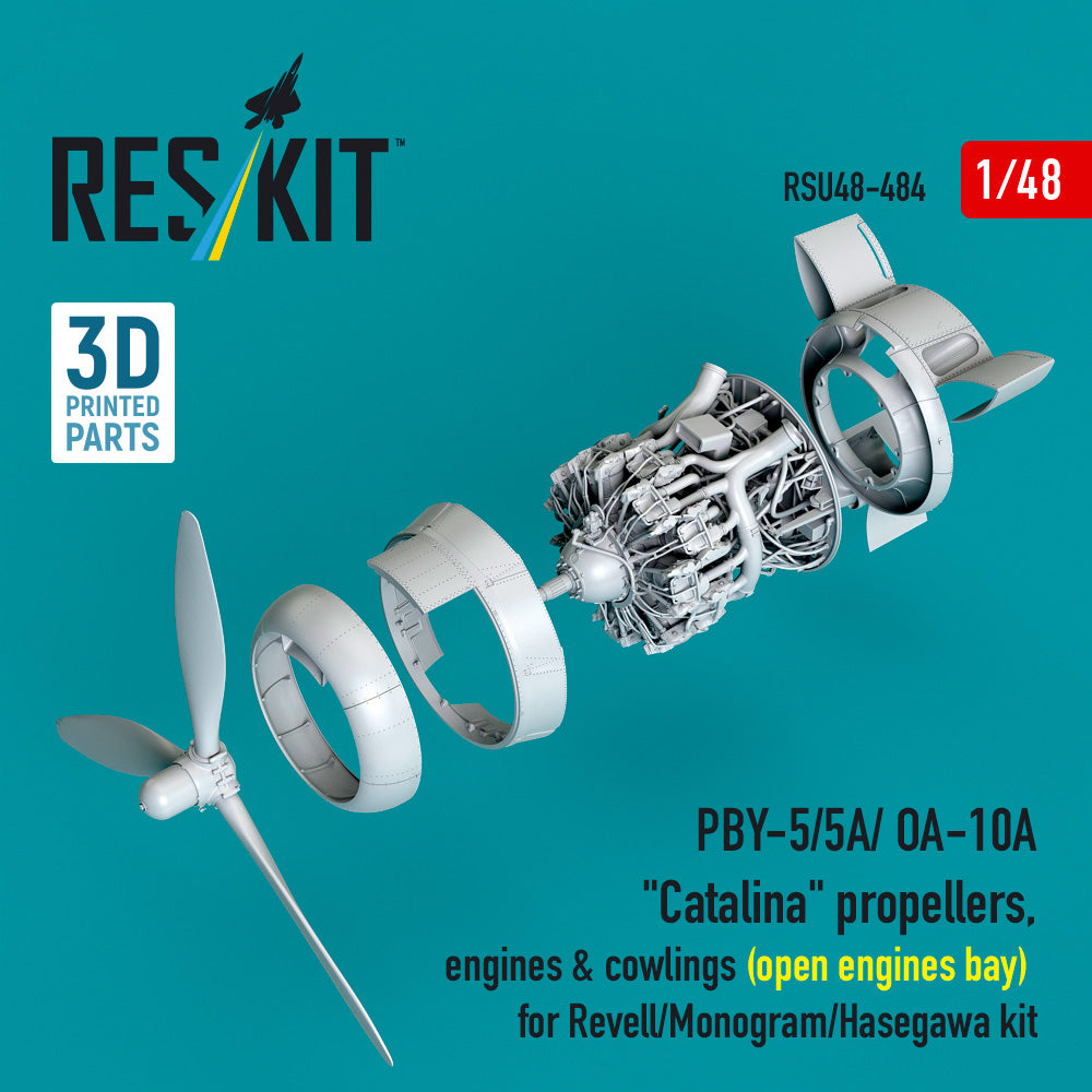 Reskit Consolidated PBY-5/PBY-5A/OA-10A Catalina Open Engines etc 1:48 3D Part
