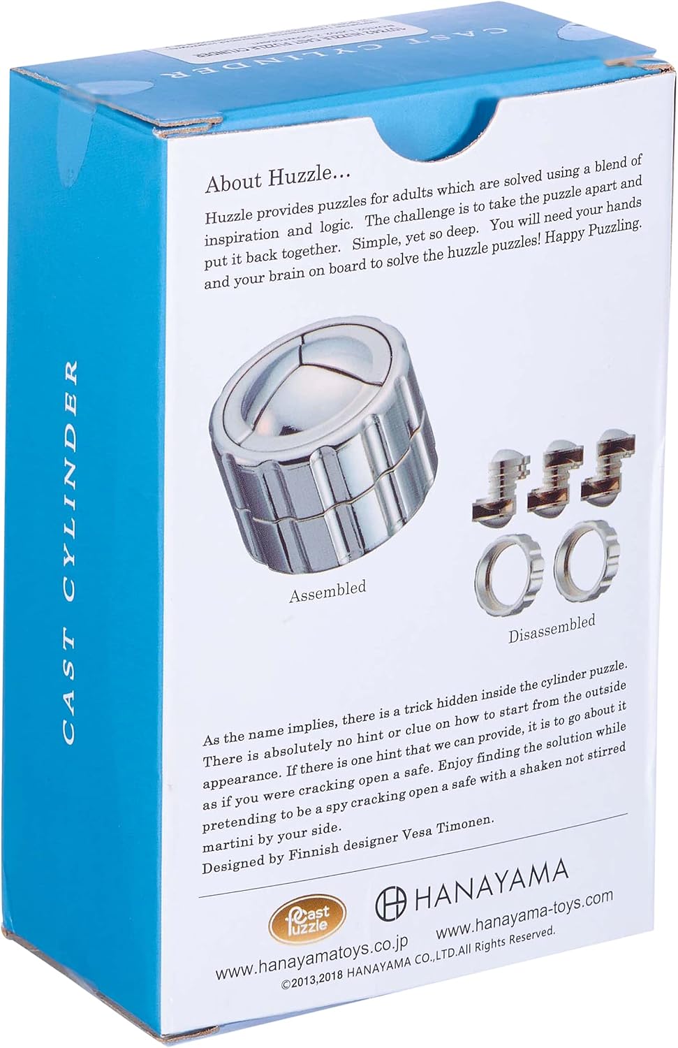 Huzzle Cylinder - Cast Metal Puzzle Brainteaser by Hanayama H5058