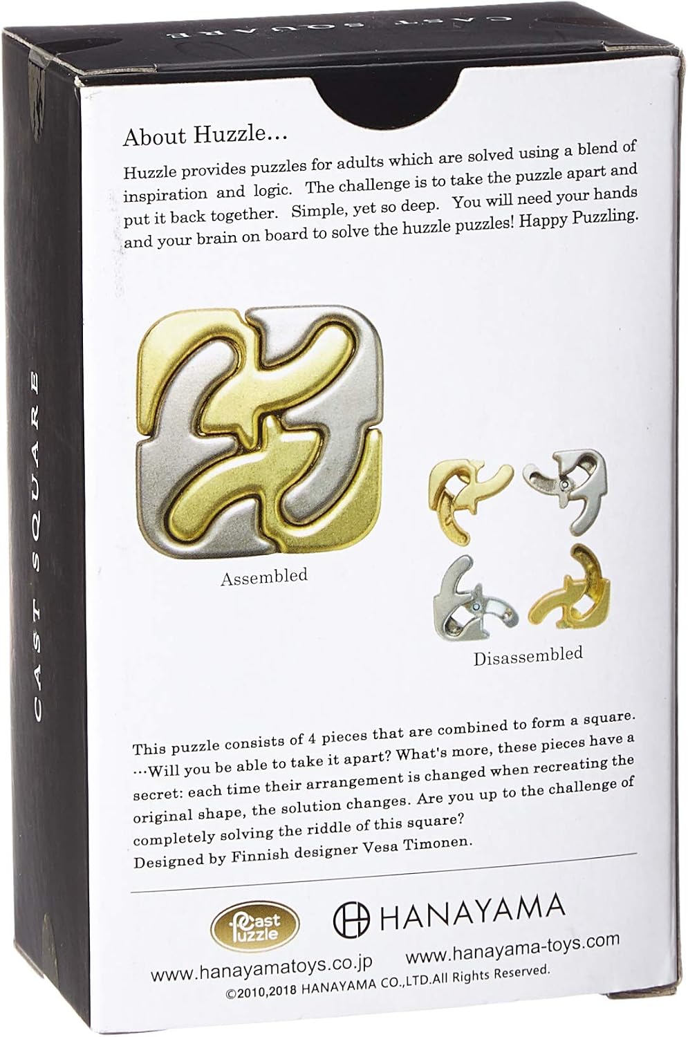Huzzle Square - Cast Metal Puzzle Brainteaser by Hanayama H5092