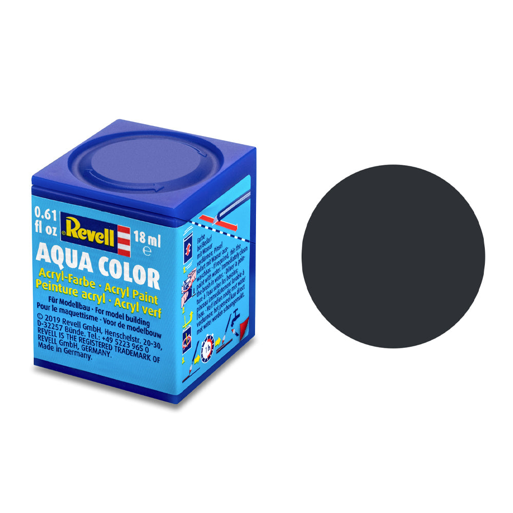 Revell Matt Anthracite Grey (RAL 7021) Aqua Colour - 18ml Model Paint No.9