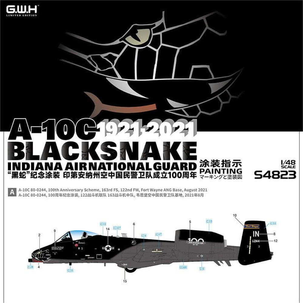 Great Wall Hobby S4823 A-10C Blacksnake Indiana ANG 1921-2021 1:48 Model Kit