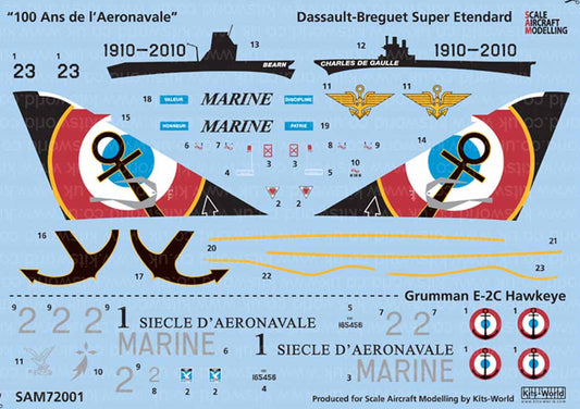 Kits World SAM72001 Aircraft Decals 1:72 Dassault Super Etendard - Grumman E-2C