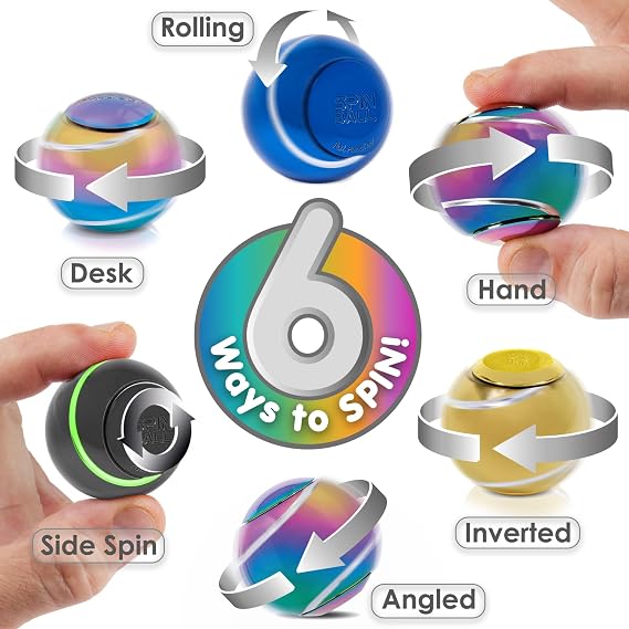 Bopster Spin Ball Spinner Fidget Toy - Multicoloured Metallic SB001