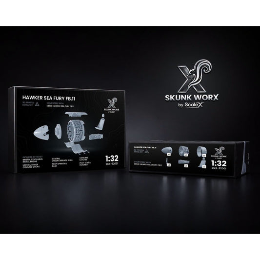 SKUNK WORX 3D Printed Detail Set for DBMK Hawker Sea Fury FB.11 1:32 Model Kits