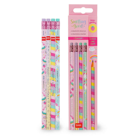 Legami Scented HB Graphite Pencils: Unicorn - Pack of 4