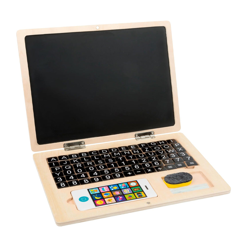 Small Foot Laptop w/Magnetic Black Board Wooden Toy Age 3+