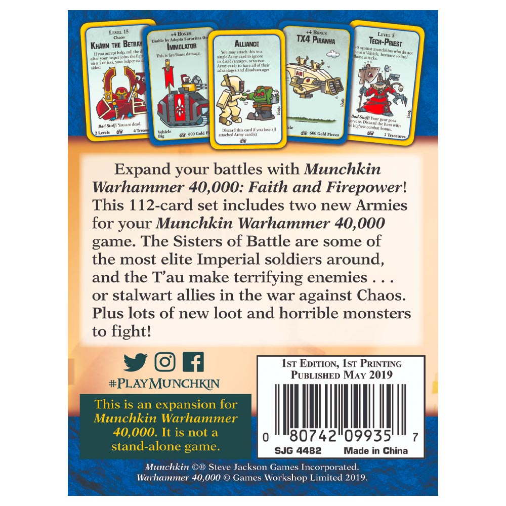 Munchkin Warhammer 40,000: Faith & Firepower Board Game Expansion - 3-6 Players