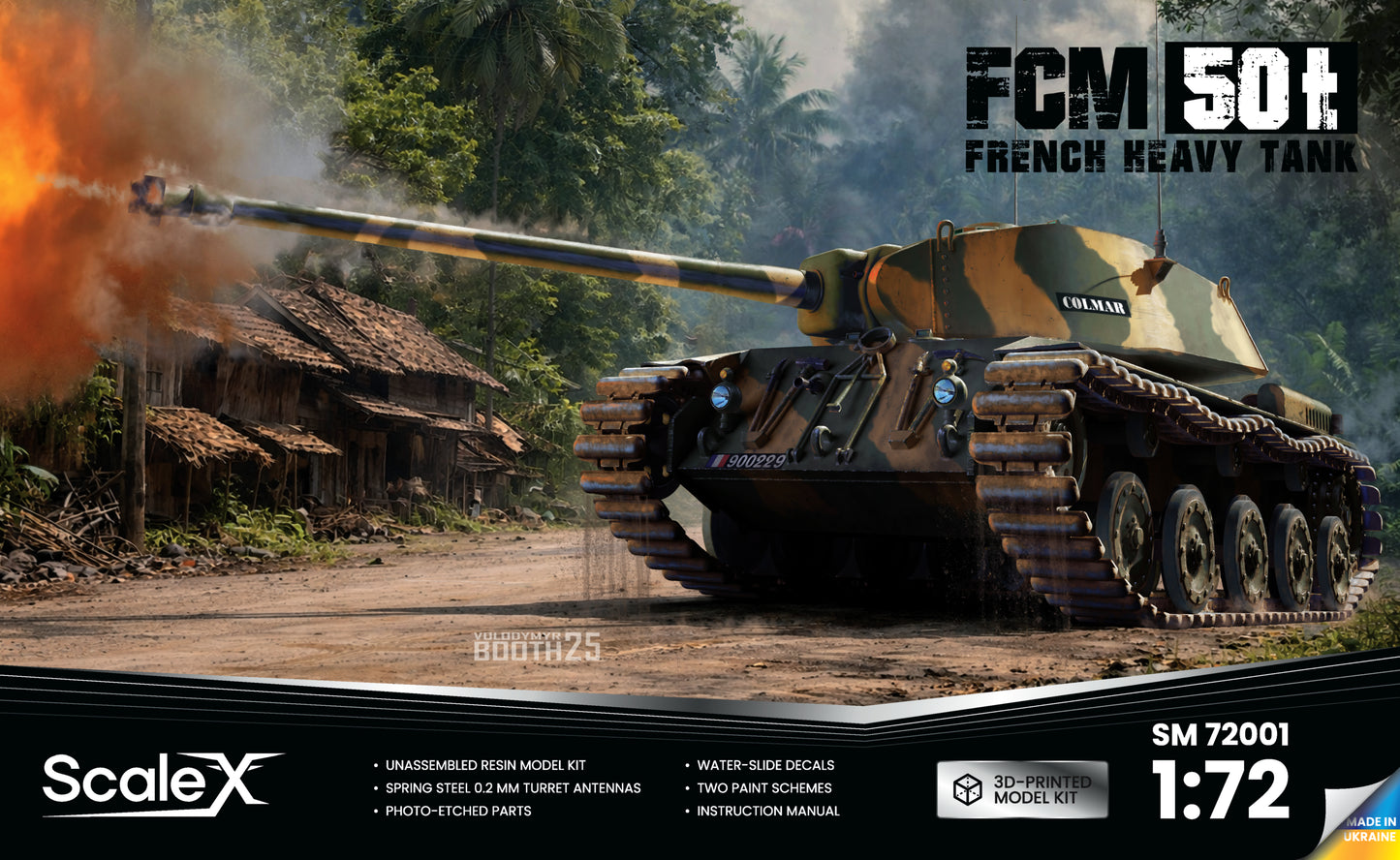 ScaleX FCM 50t French Heavy Tank 1:72 3D Printed Model Kit SM-72001