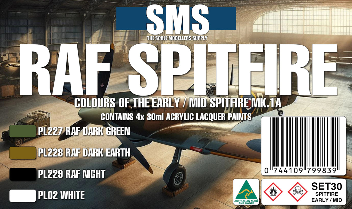 SMS RAF Spitfire Early/Mid Mk.1A Acrylic Lacquer Paint Set (4x30ml) SET30