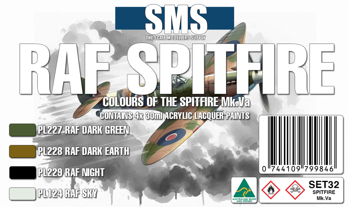 SMS RAF Spitfire Mk.Va Acrylic Lacquer Paint Set (4x30ml) SET32