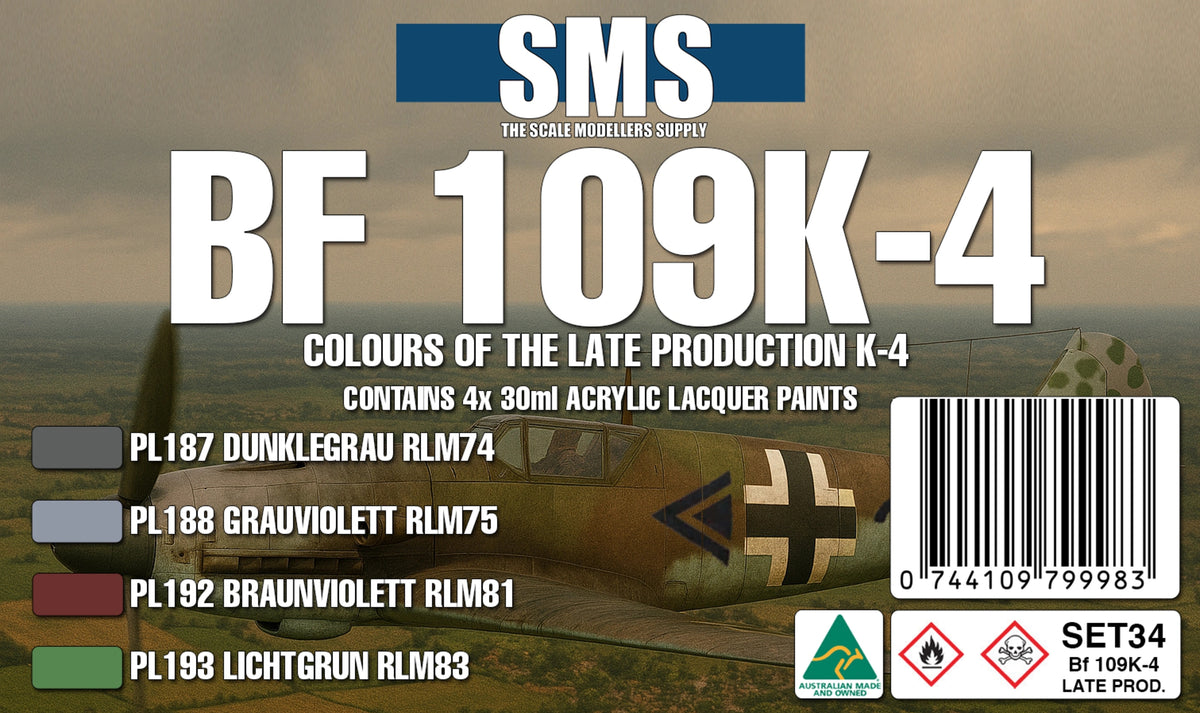 SMS Messerschmitt Bf 109 K-4 Late Acrylic Lacquer Paint Set (4x30ml) SET34