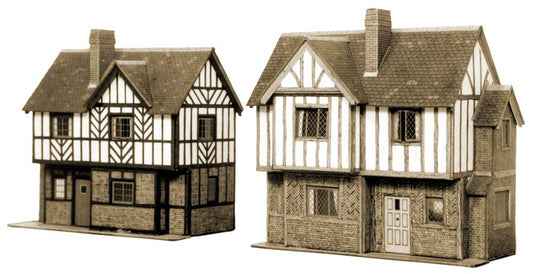 Superquick Two Elizabethan Cottages Card Kit OO Gauge SQB28