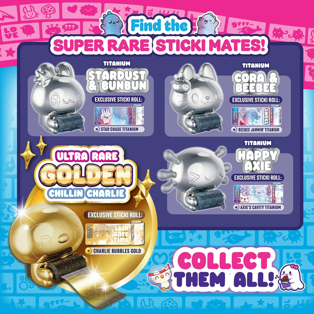 Sticki Rolls Sticki Mates Collectable Sticker Dispenser Mystery Character