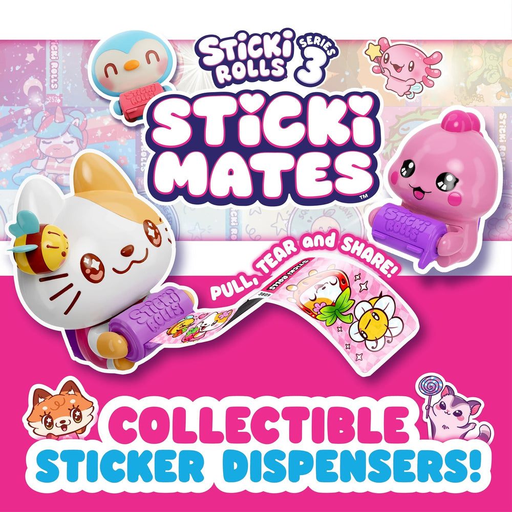 Sticki Rolls Sticki Mates Collectable Sticker Dispenser Mystery Character