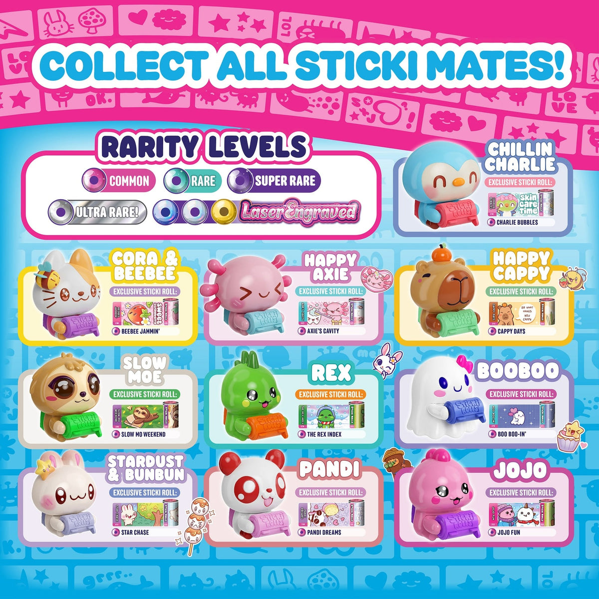 Sticki Rolls Sticki Mates Collectable Sticker Dispenser Mystery Character