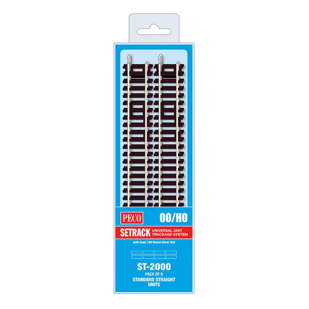 PECO ST-2000 Standard Straight 168mm 8-Pack ST-200 Setrack OO/HO Track