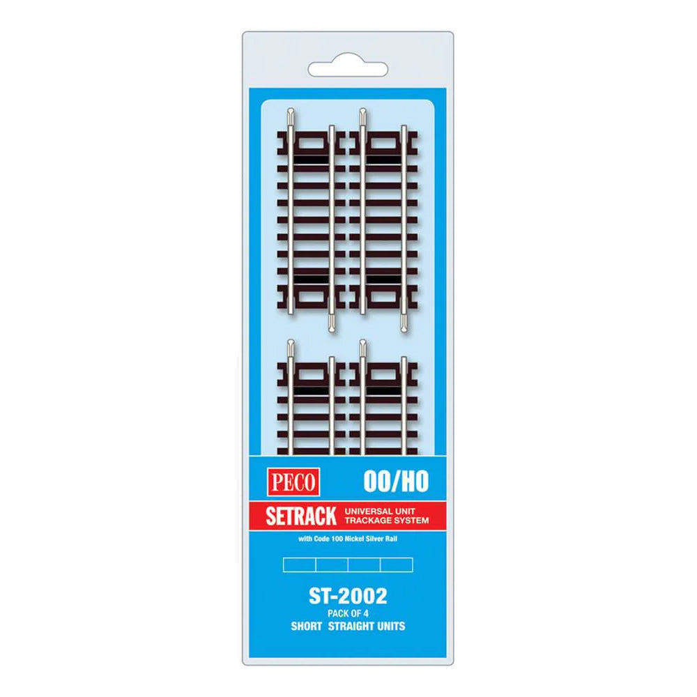 PECO ST-2002 Short Straight 79mm 4-Pack ST-202 Setrack OO/HO Track