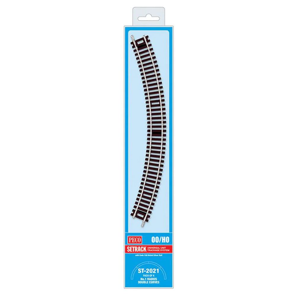 PECO ST-2021 No.1 Radius Double Curve 371mm 4-Pack Setrack OO/HO Track