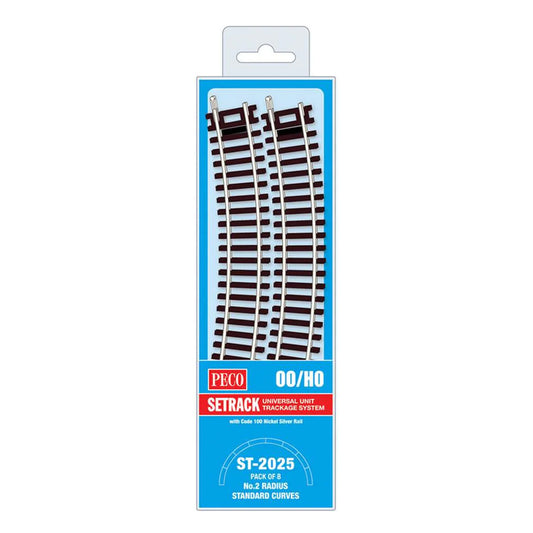 PECO ST-2025 No.2 Radius Standard Curve 438mm 8-Pack Setrack OO/HO Track