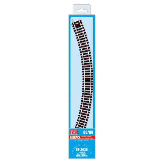 PECO ST-2026 No.2 Radius Double Curve 438mm 4-Pack Setrack OO/HO Track
