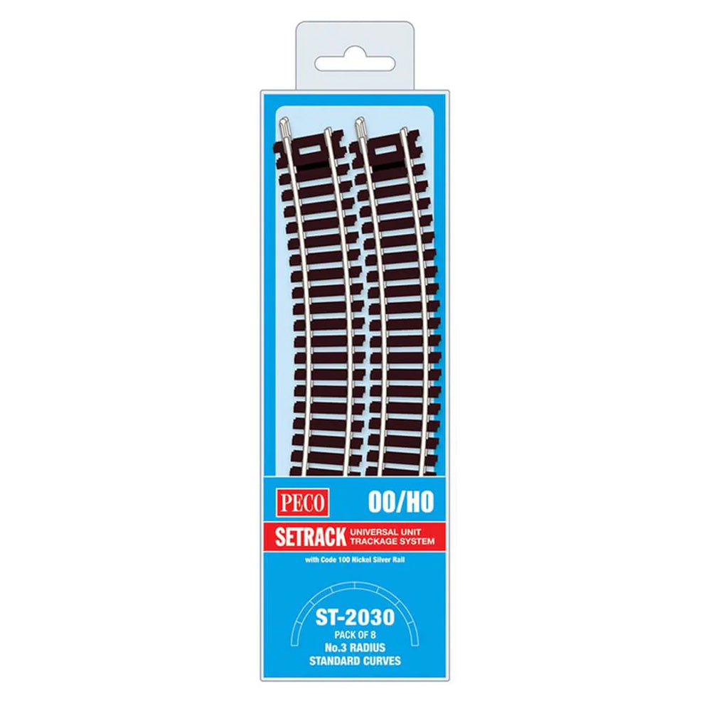 PECO ST-2030 No.3 Radius Standard Curve 505mm 8-Pack Setrack OO/HO Track