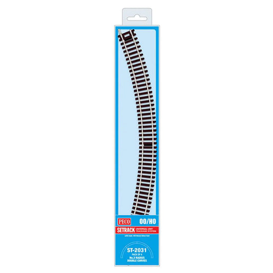 PECO ST-2031 No.3 Radius Double Curve 505mm 4-Pack Setrack OO/HO Track