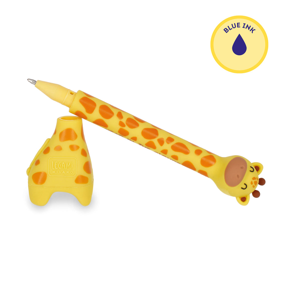 Legami Stand-Ink Ovation Ballpoint Pen with Base - Giraffe - Blue