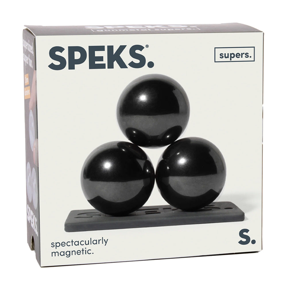 Speks Supers - Set of 3 Giant Magnet Balls: Gun Metal Adult Fidget Stress-Relief