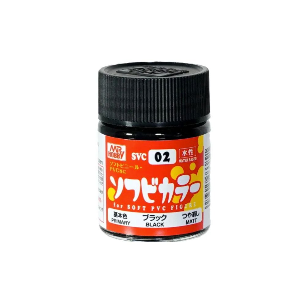 Mr Hobby Mr Soft SVC-02 Soft Vinyl Colour Black Acrylic Paint 18ml
