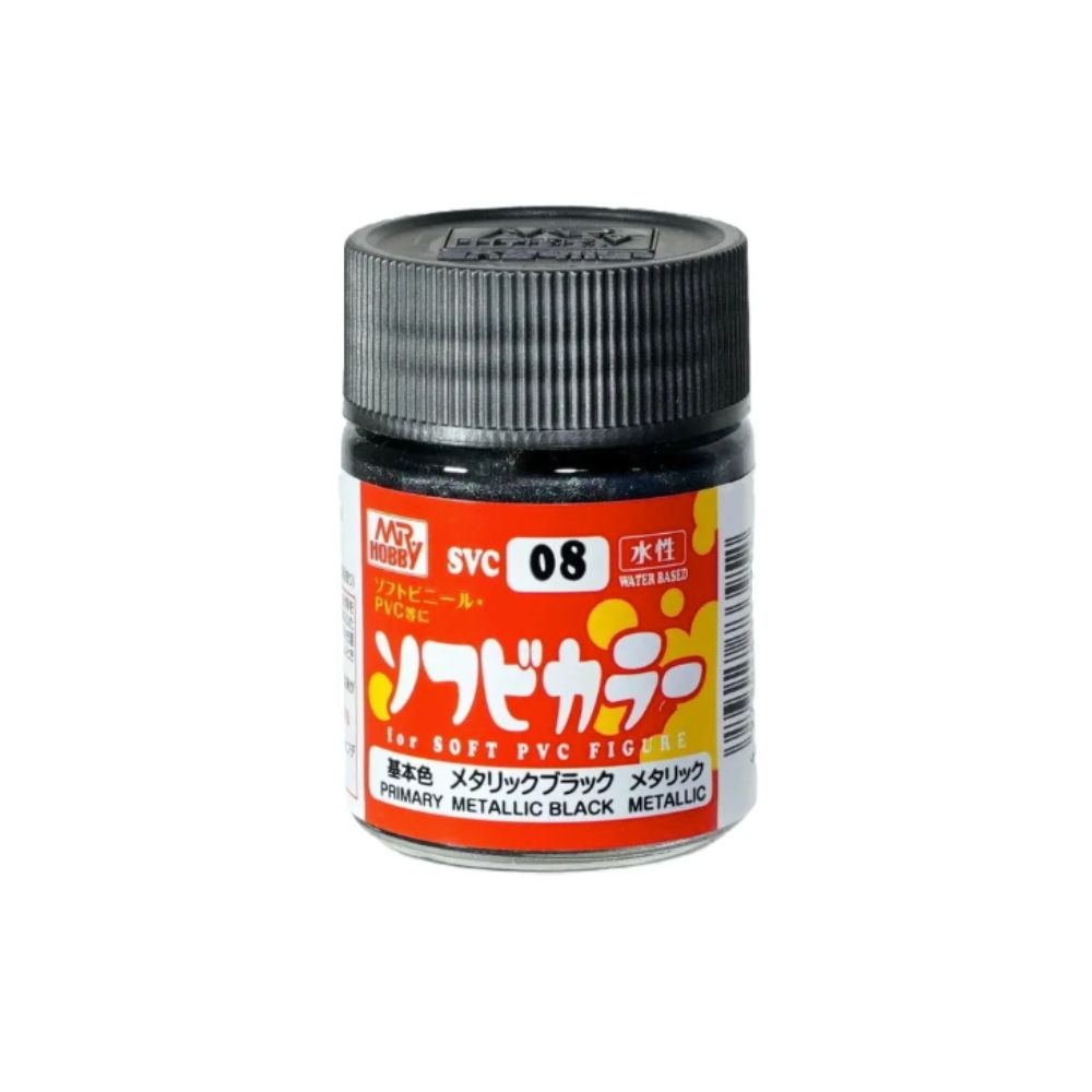 Mr Hobby Mr Soft SVC-08 Soft Vinyl Colour Metallic Black Acrylic Paint 18ml
