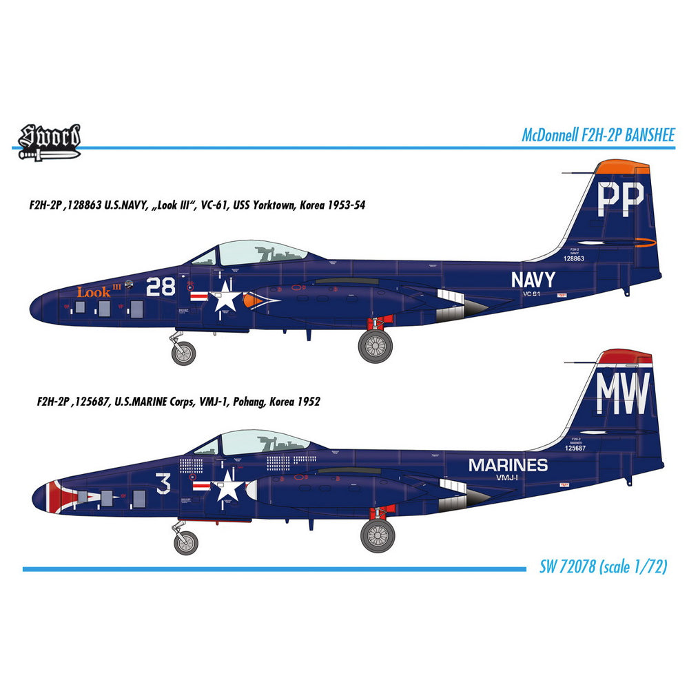 Sword 72078 McDonnell F2H-2P Banshee 1:72 Model Kit