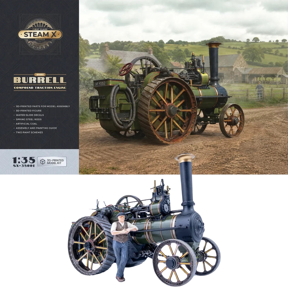 SteamX by ScaleX 1901 Burrell Compound Traction Steam Engine 1:35 3D Printed Model Kit