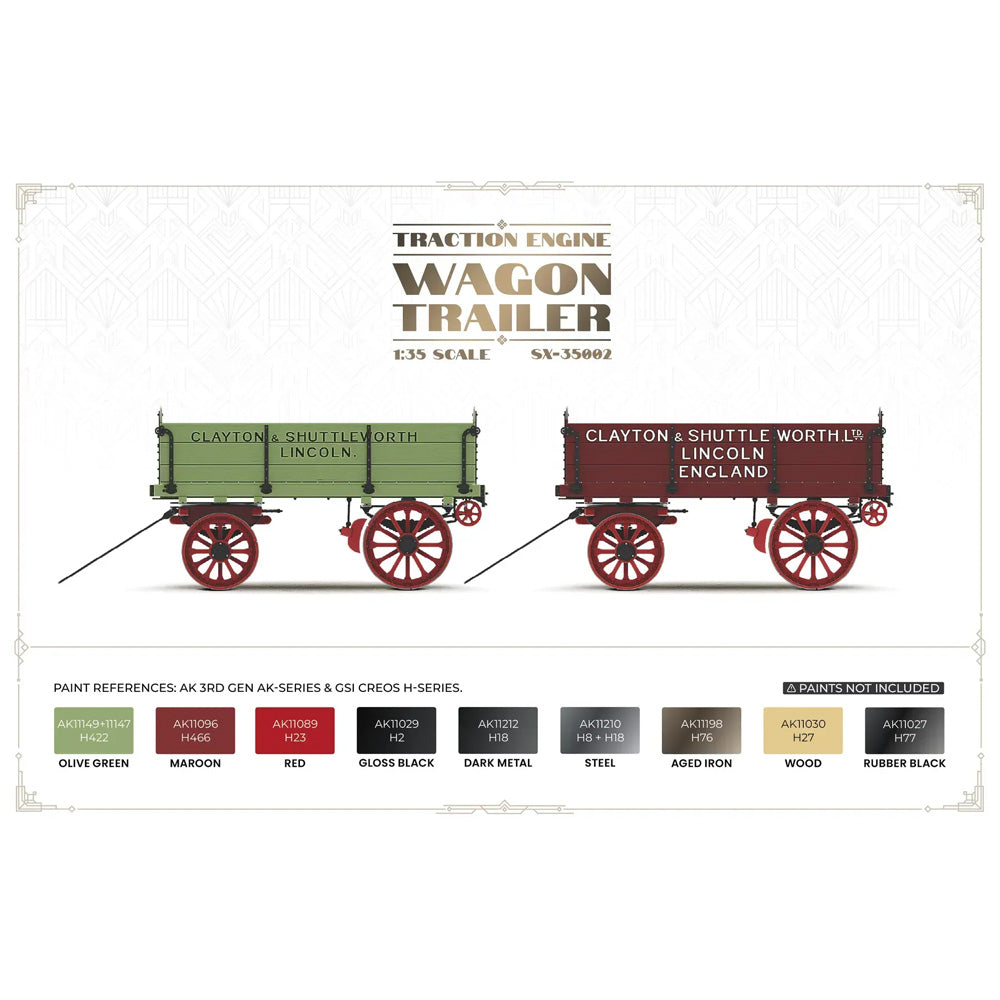 SteamX by ScaleX Traction Engine Wagon Trailer 1:35 3D Printed Model Kit