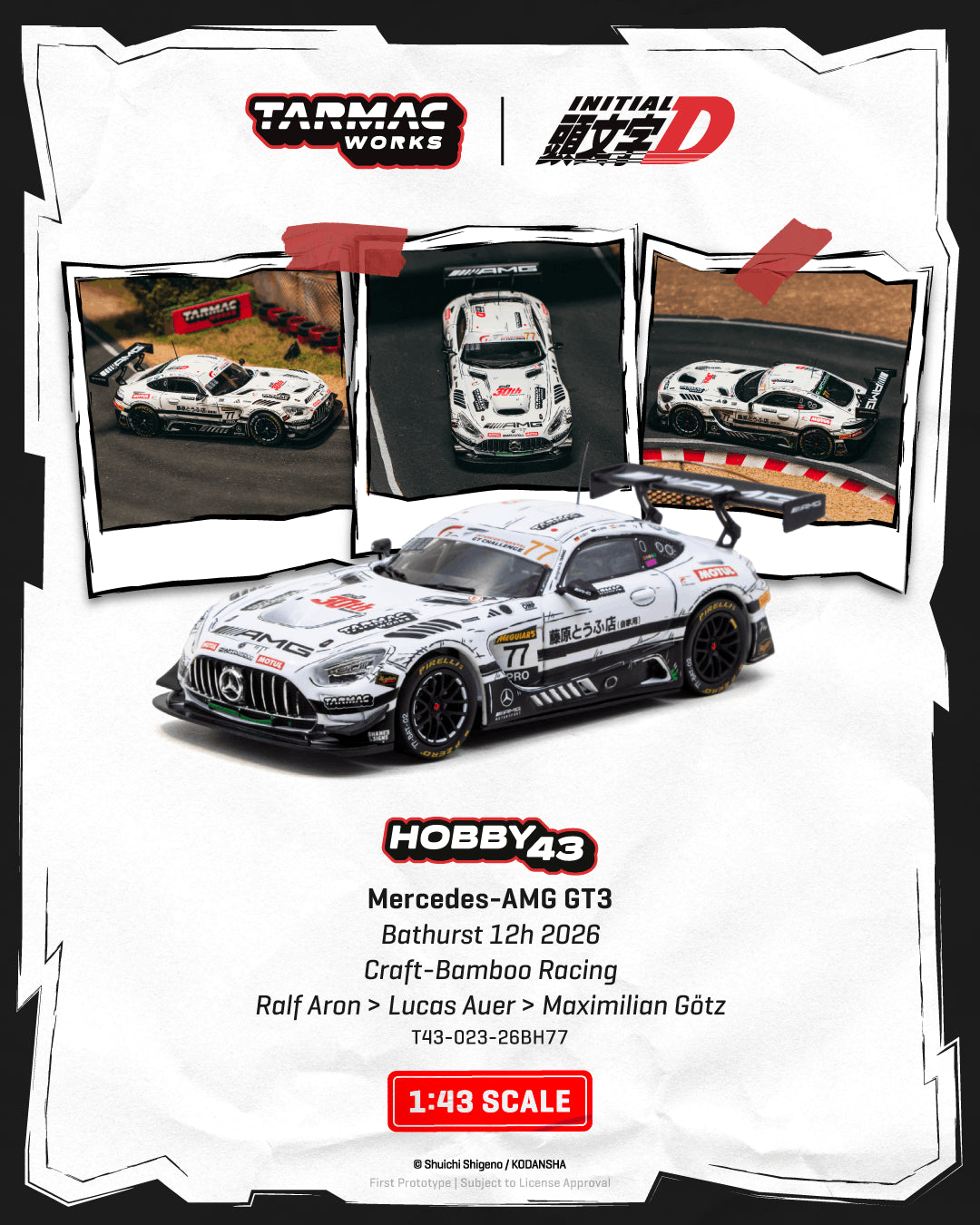 Tarmac Works Mercedes-AMG GT3 Craft-BambooBathurst 12h 2026 1:43 Diecast Model