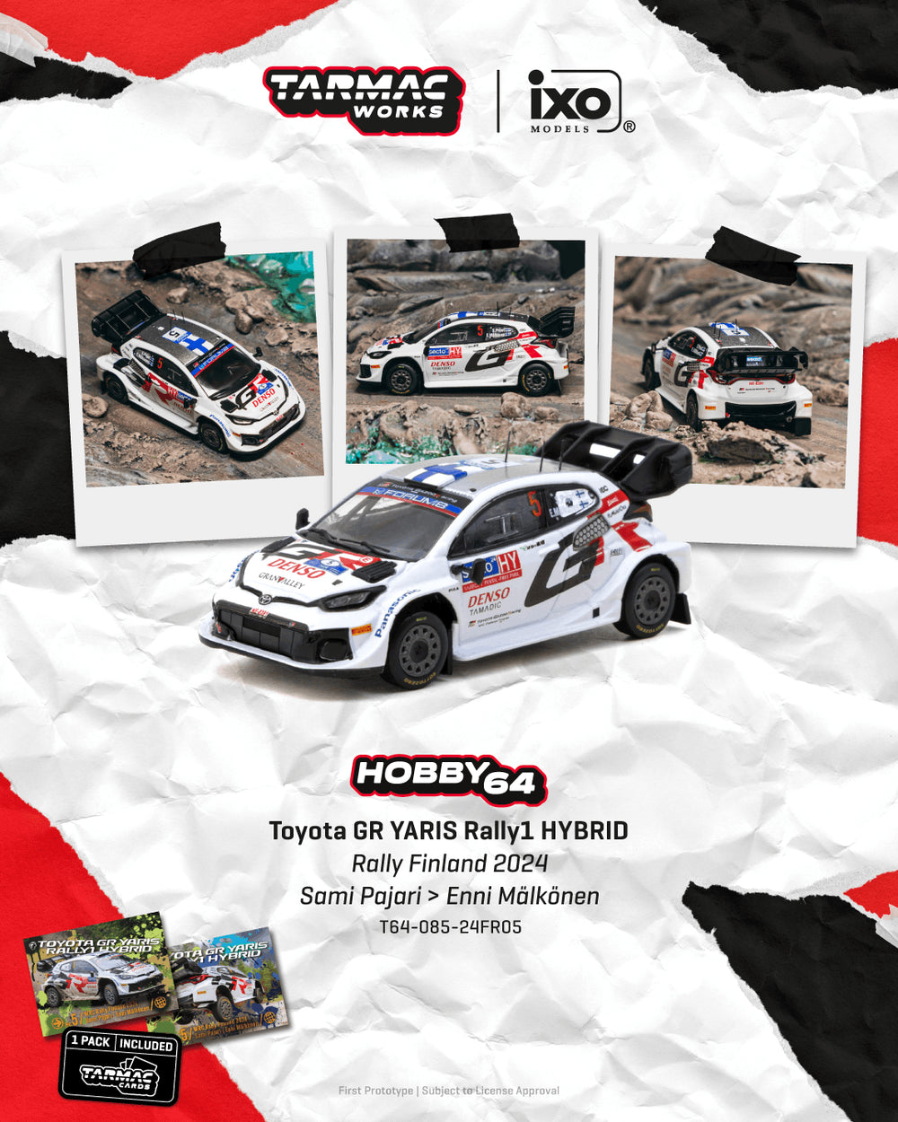 Tarmac Works Toyota GR Yaris Rally1 Hybrid Rally Finland 24 Sami 1:64 Diecast