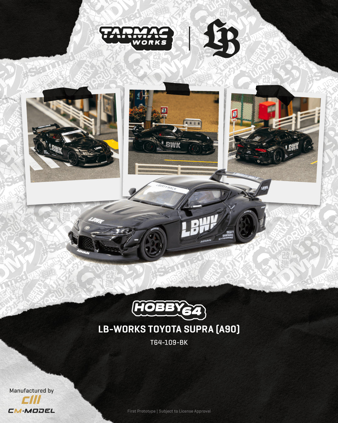 Tarmac Works LB-Works Toyota Supra (A90) Black 1:64 Diecast Model - image 2
