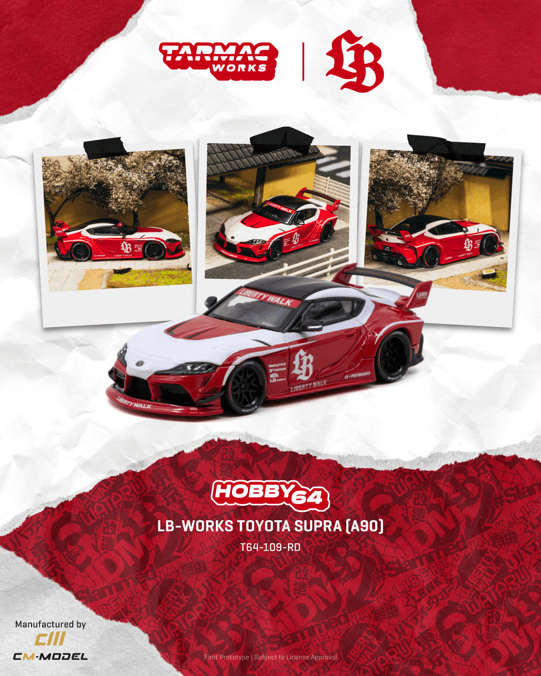 Tarmac Works LB-Works Toyota Supra (A90) Red 1:64 Diecast Model