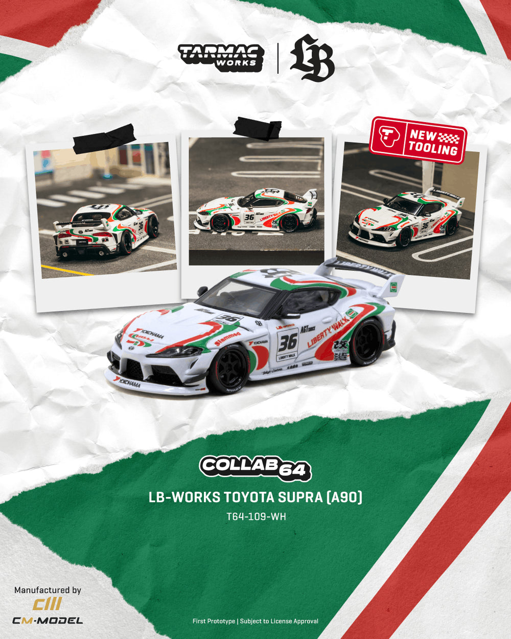 Tarmac Works LB-Works Toyota Supra (A90) White 1:64 Diecast Model