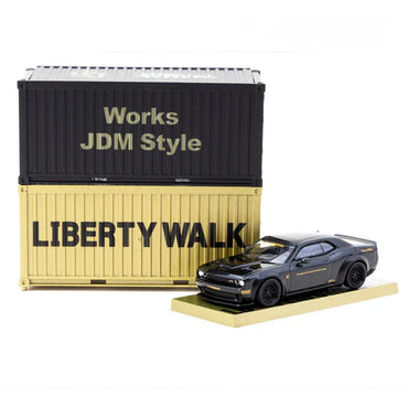 Tarmac LB-Works Dodge Challenger SRT Hellcat Black 2 Containers 1:64 Diecast Car