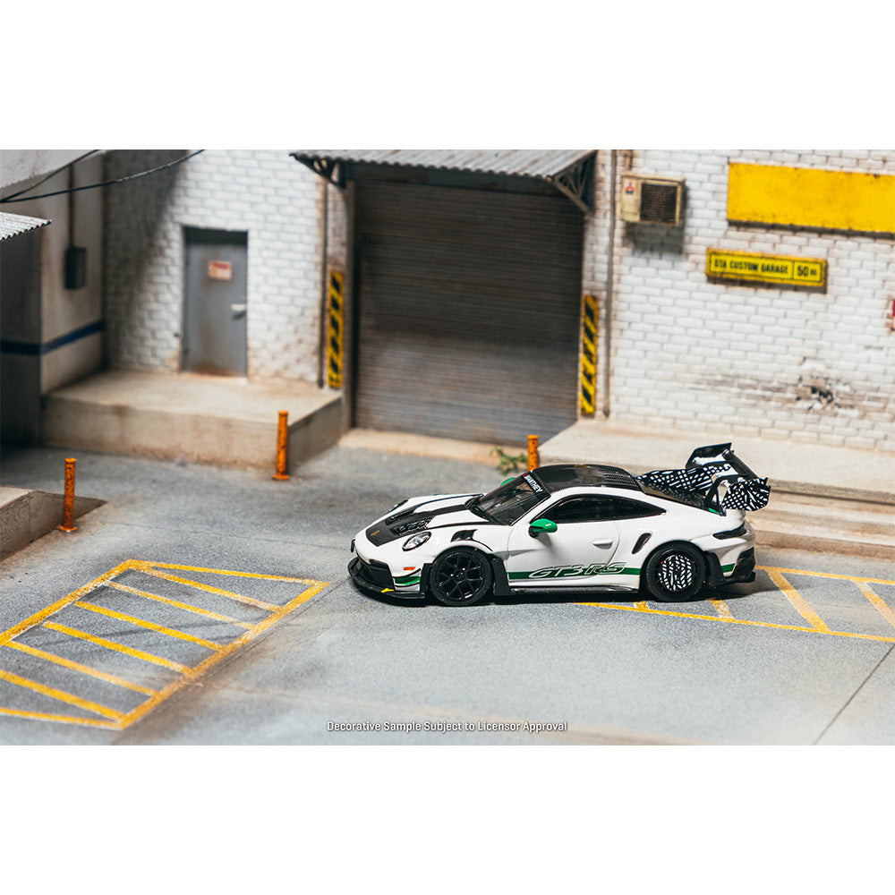 Tarmac Works x Minichamps Porsche 911 GT3RS (992.1) MR White/Green 1:64 Diecast