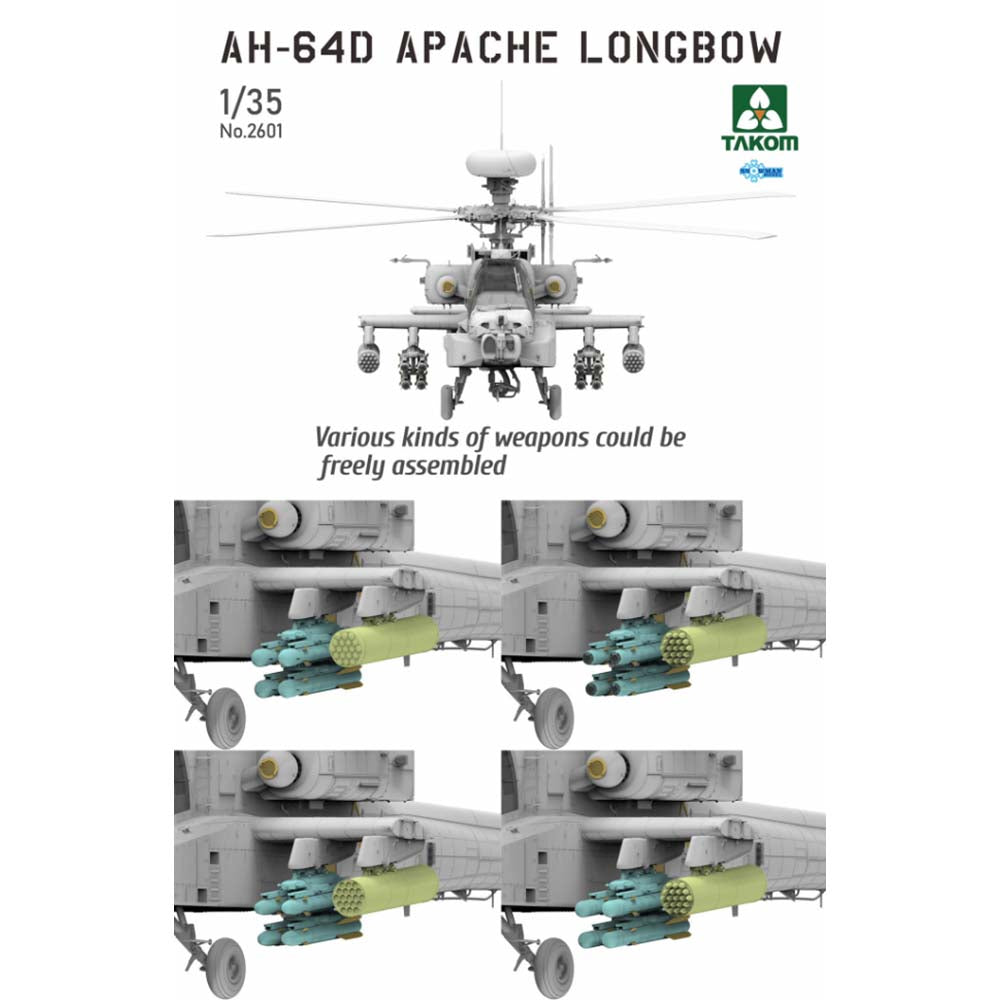 Takom AH-64D Apache Longbow 1:35 Helicopter Plastic Model Kit 2601