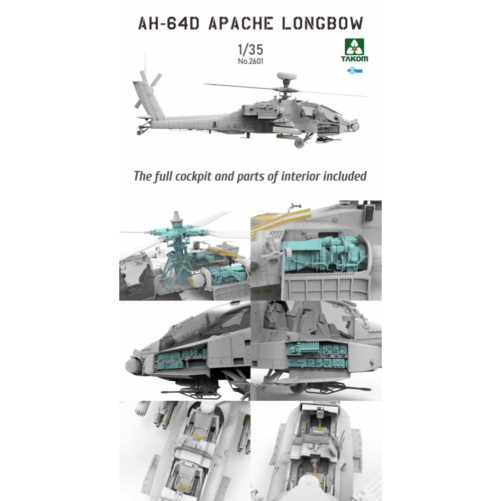 Takom AH-64D Apache Longbow 1:35 Helicopter Plastic Model Kit 2601