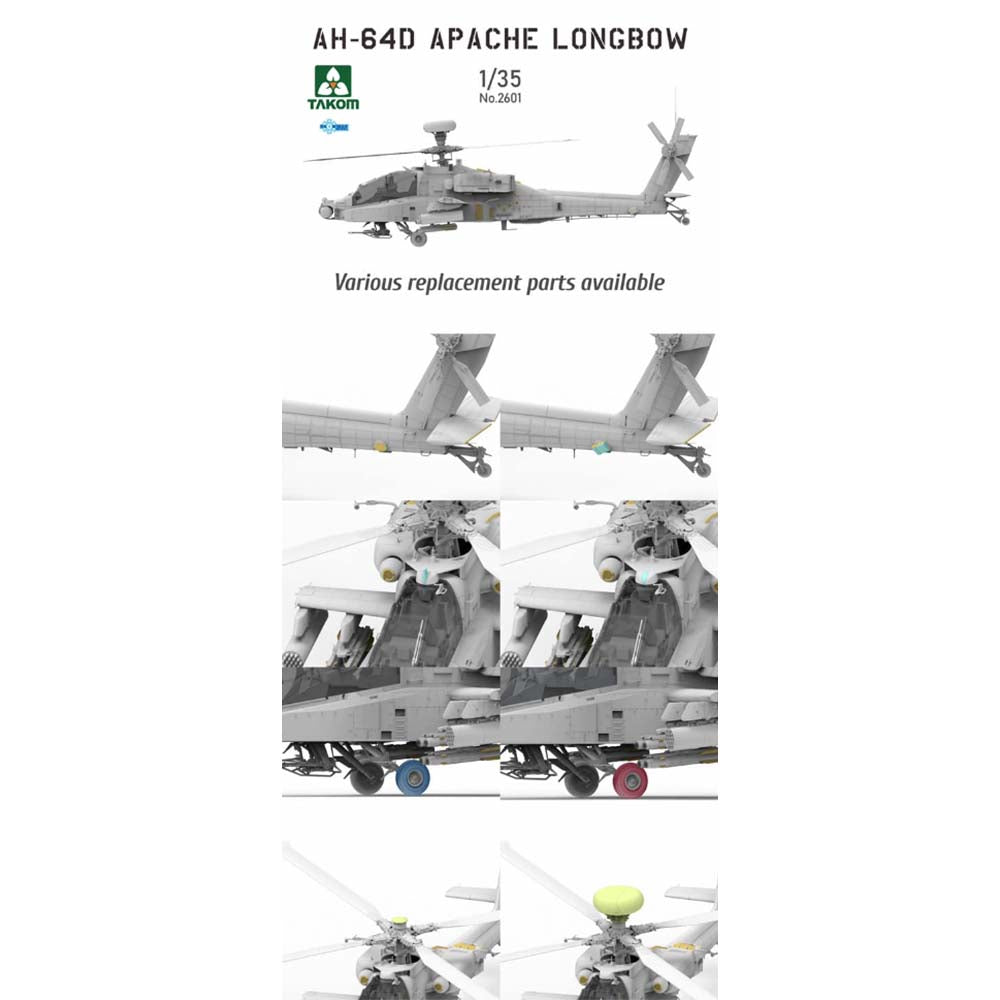 Takom AH-64D Apache Longbow 1:35 Helicopter Plastic Model Kit 2601