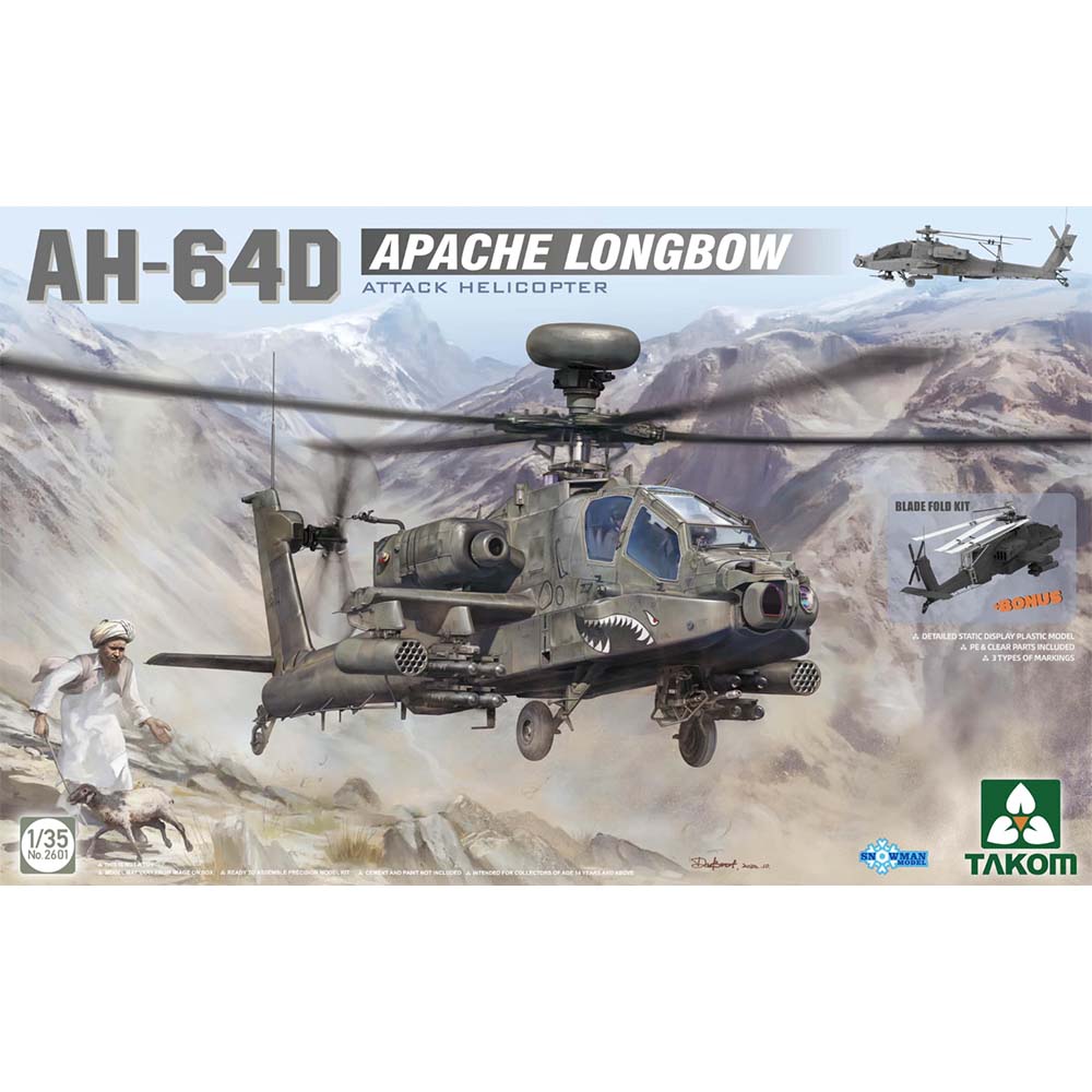 Takom AH-64D Apache Longbow 1:35 Helicopter Plastic Model Kit 2601