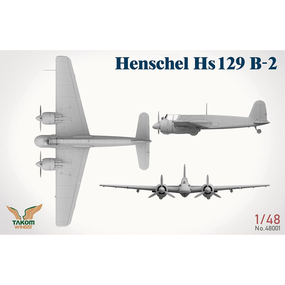 Takom 48001 Henschel Hs 129 B-2 Ground Attack Aircraft & Interior 1:48 Model Kit
