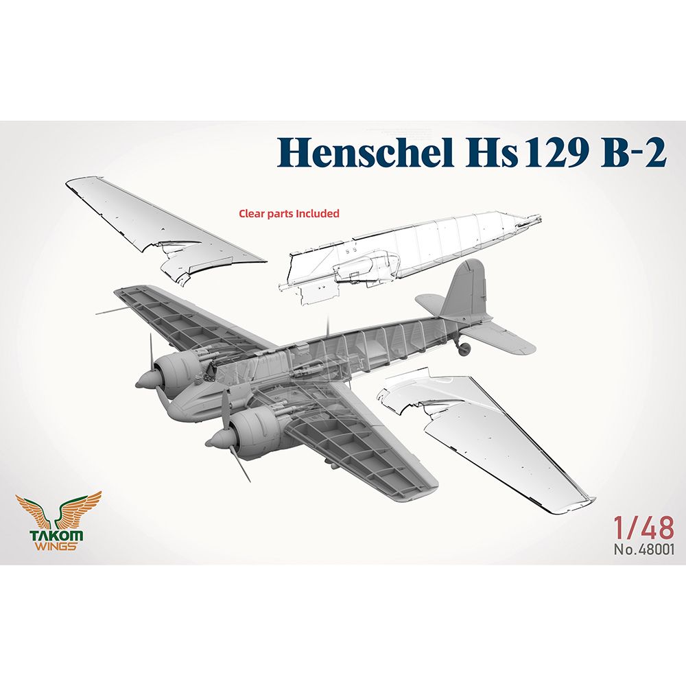 Takom 48001 Henschel Hs 129 B-2 Ground Attack Aircraft & Interior 1:48 Model Kit