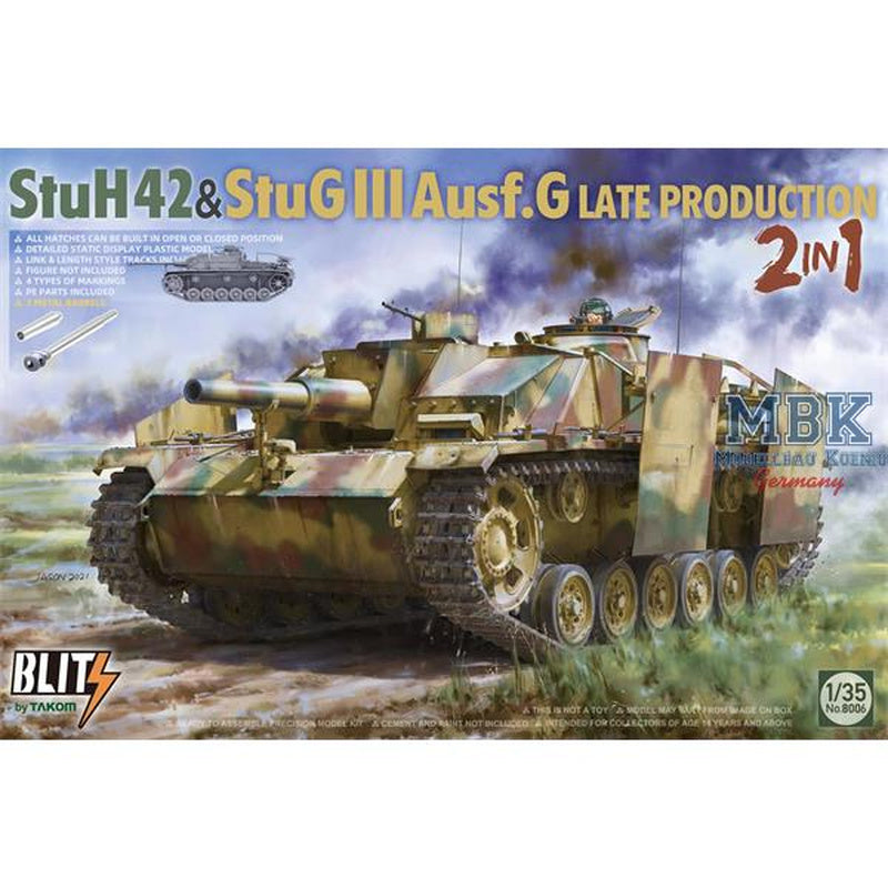Takom 8006 StuH42 & StuG III Ausf.G Late Prod. 2-in-1 1:35 Model Kit